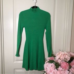 ZARA ribbed mock neck apple green knit dress size L